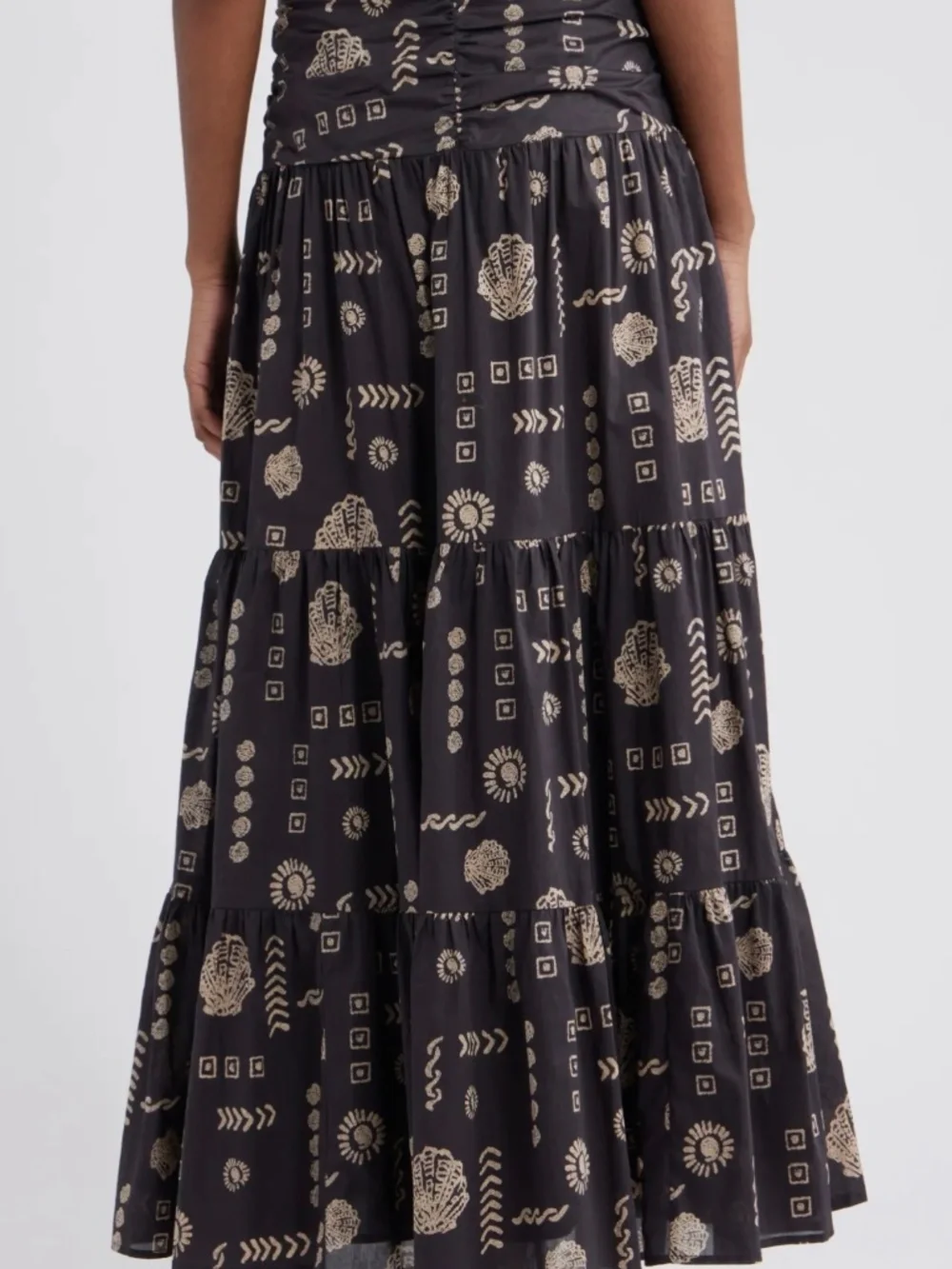 Agatha Floral Tiered Cotton Maxi Skirt